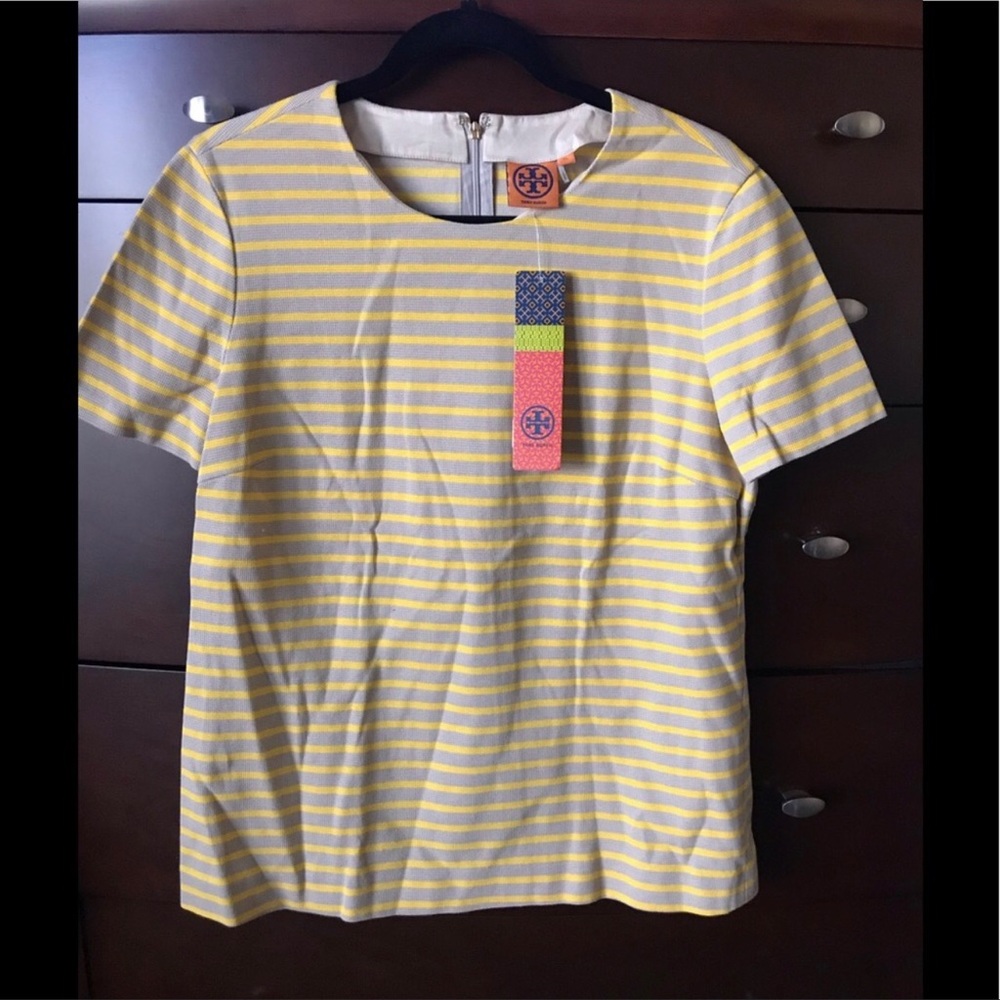 G - Tory Burch Yellow/Gray Short Sleeve Top